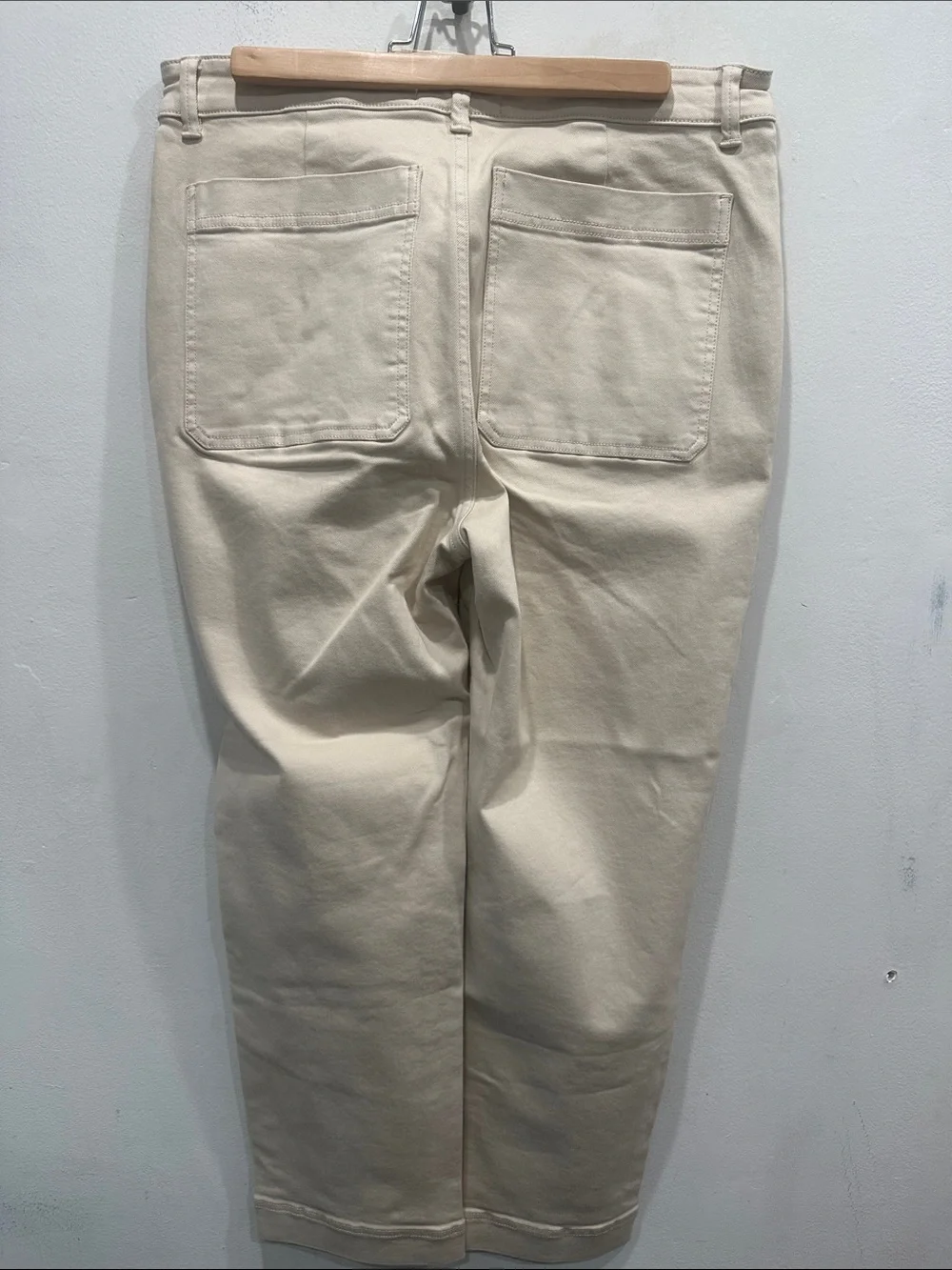 Everlane UTILITY STRAIGHT-LEG PANTs bone white Size 14 NWT cropped cotton